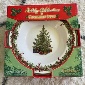 Christopher Radko Holiday Celebration Christmas Rimmed Soup Bowl - NEW